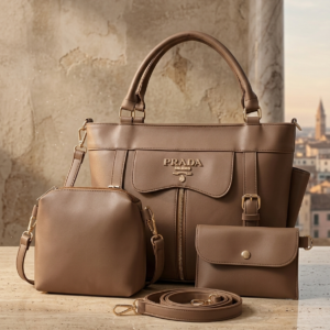 Brown 3 Piece Handbag Set for Women | Stylish Tote Bag Set