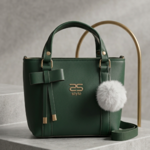 Green Leather Tote Bag for Women | Stylish Mini Handbag