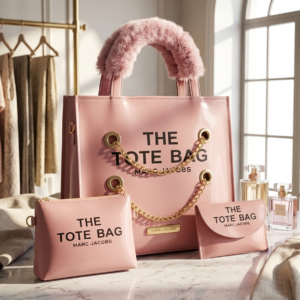 Pink Tote Bag Set for Women | Stylish Handbag 3 Piece Set