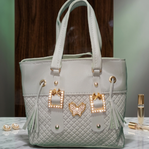 Gray Quilted Tote Bag for Women | Elegant Fashion Handbag