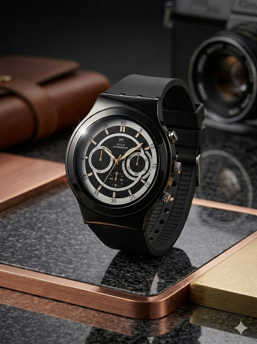 Black Dial Men Watch – Premium Sport Silicone Strap Watch