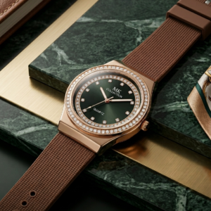 Rose Gold Green Women Watch | Luxury Elegant Wrist Watch