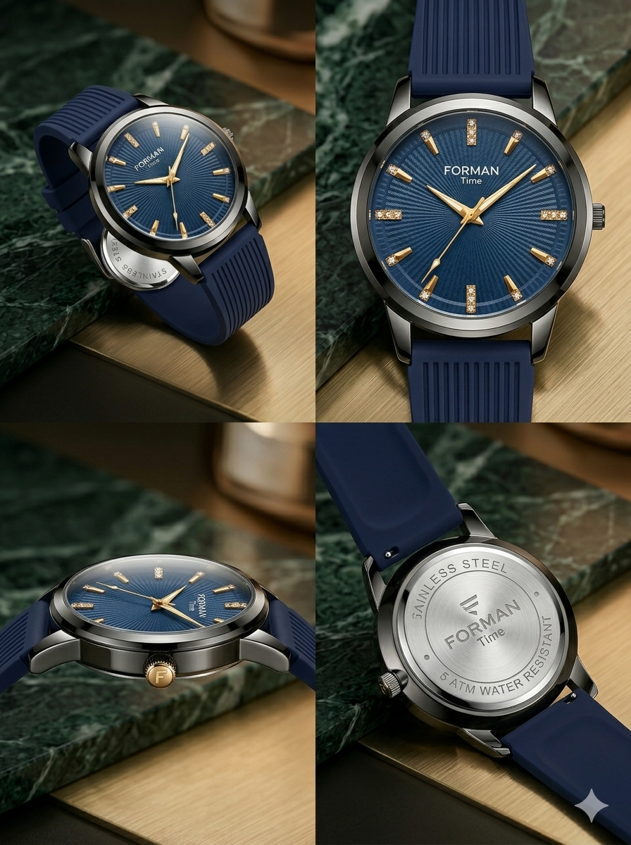 Blue Dial Men Watch – Stylish Silicone Strap Watch for Men - Image 2