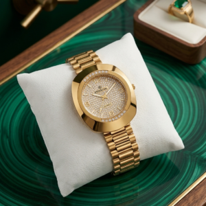 Gold Crystal Watch – Luxury Elegant Bracelet Watch