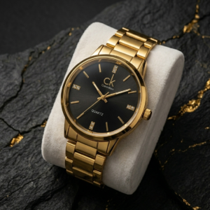 Gold Black Dial Men Watch | Premium Stainless Steel Watch