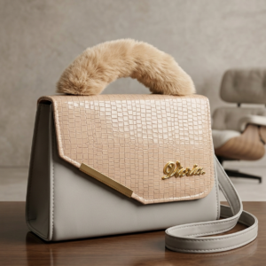 Beige Fur Handle Crossbody Bag | Elegant Shoulder Purse