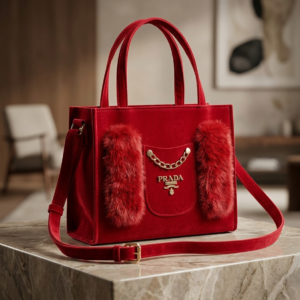 Red Velvet Tote Bag – Luxury Stylish Handbag for Women