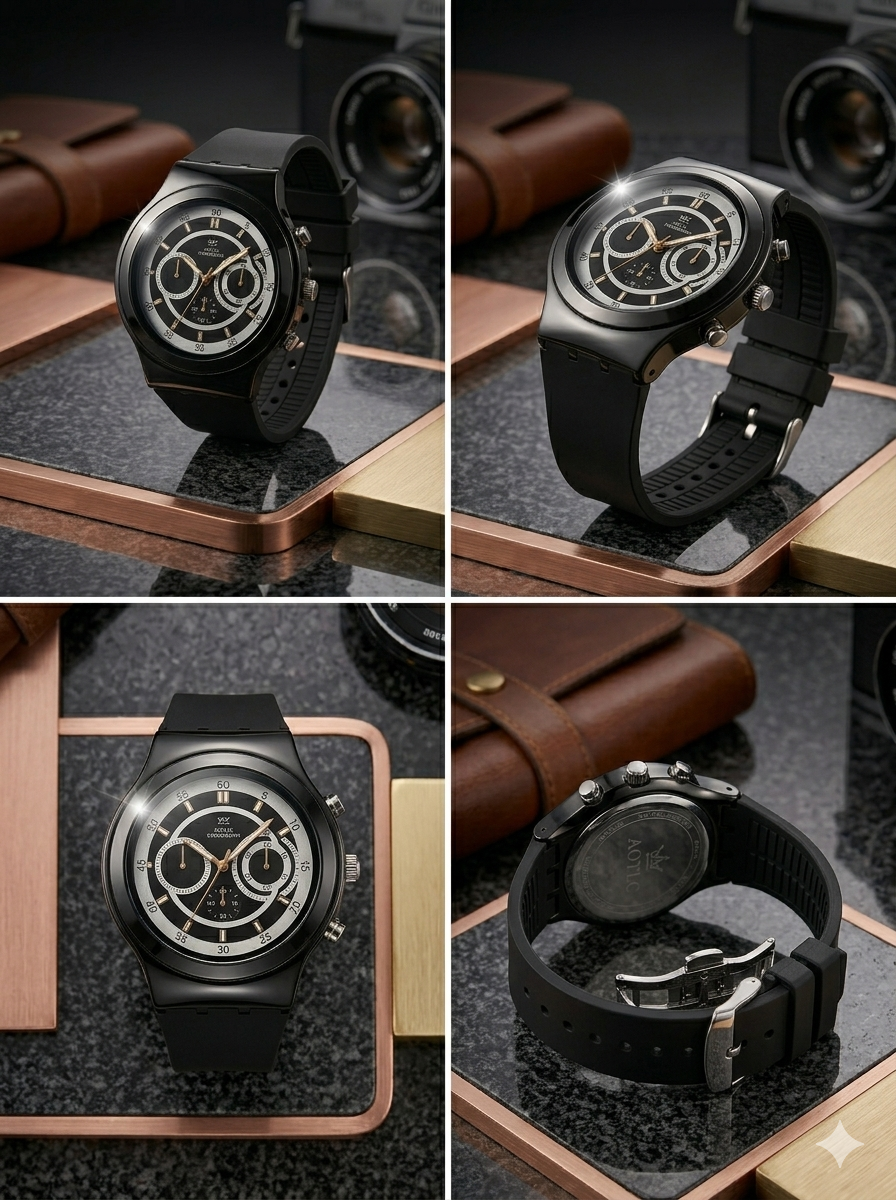 Black Dial Men Watch – Premium Sport Silicone Strap Watch - Image 2