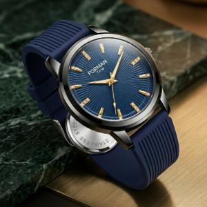 Blue Dial Men Watch – Stylish Silicone Strap Watch for Men