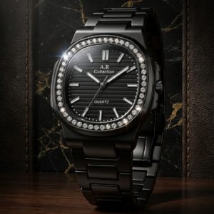 Black Diamond Men Watch – Luxury Quartz Bracelet Men Watch